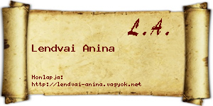 Lendvai Anina névjegykártya